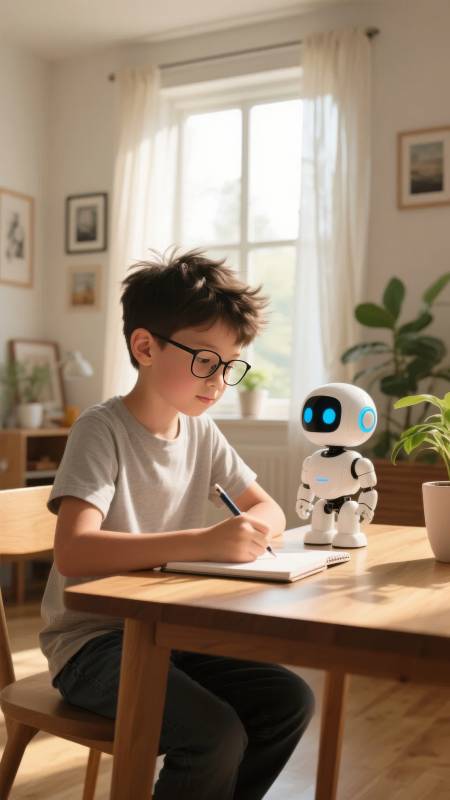 男孩与机器人共学图片