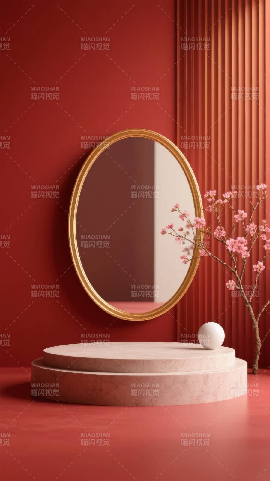 红墙金镜花枝影图片