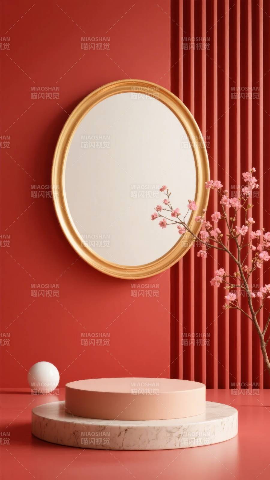 红墙金镜花枝影图片