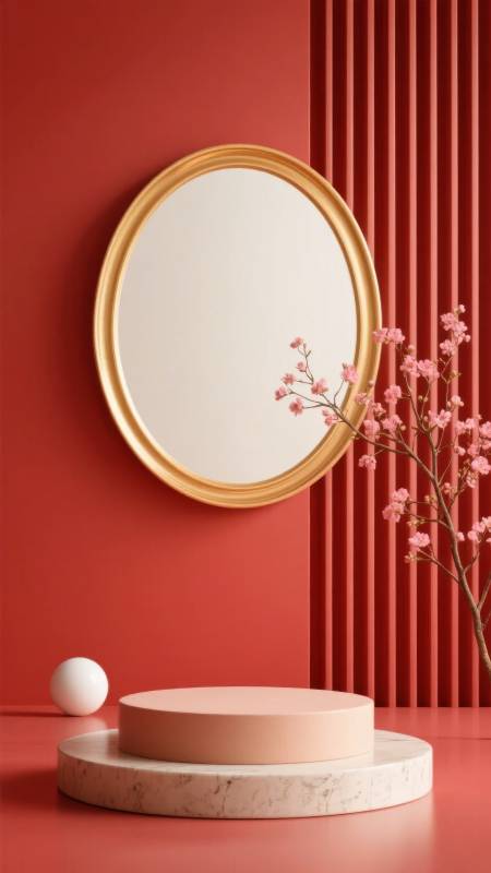 红墙金镜花枝影图片