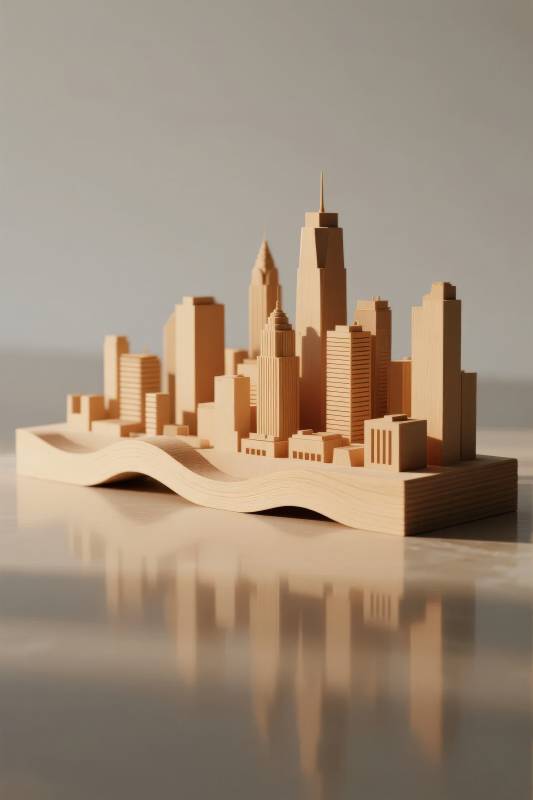 木制城市模型图片