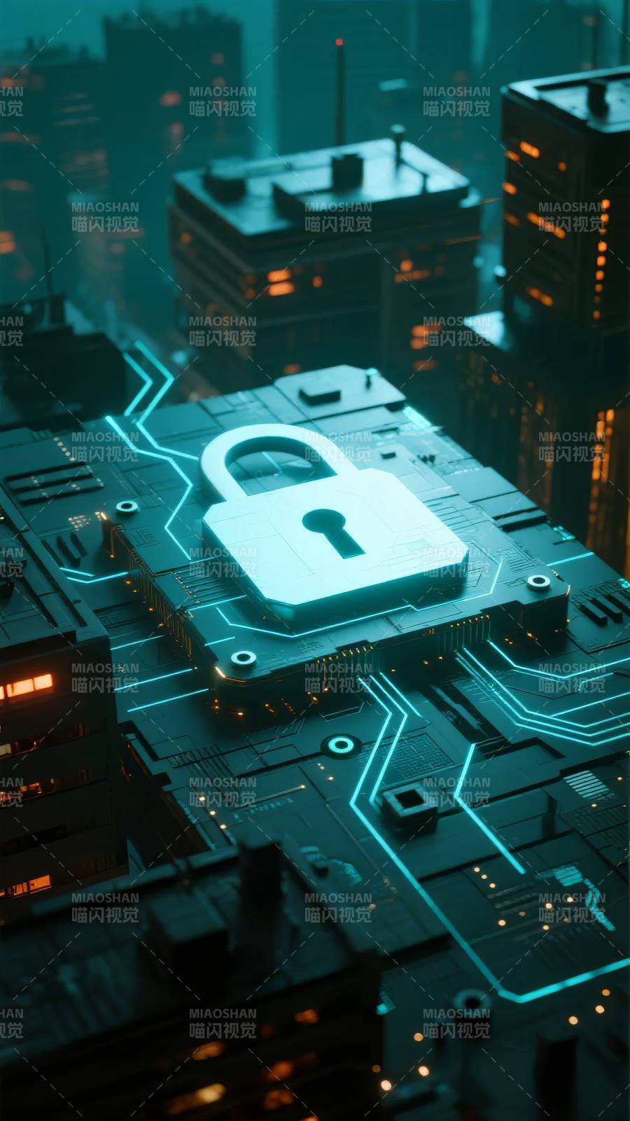 数字锁城夜景图片