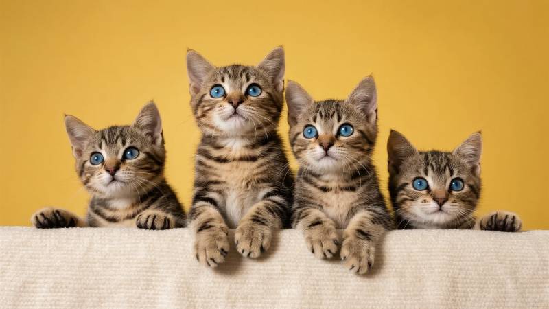 四只小猫萌态可掬图片