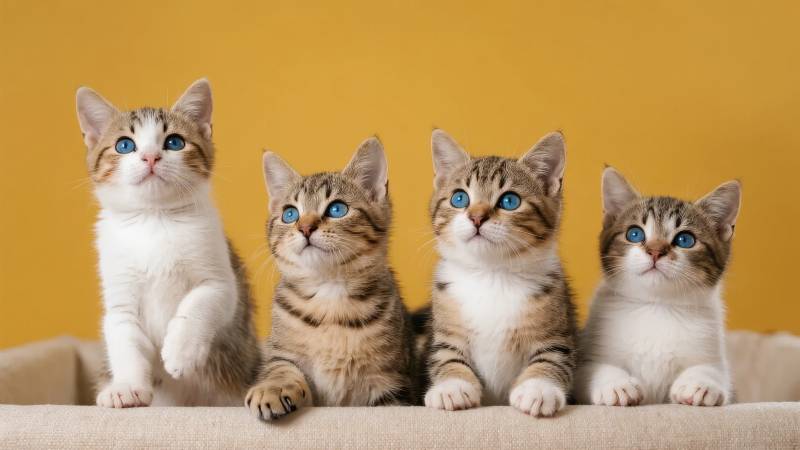 四只小猫萌态可掬图片