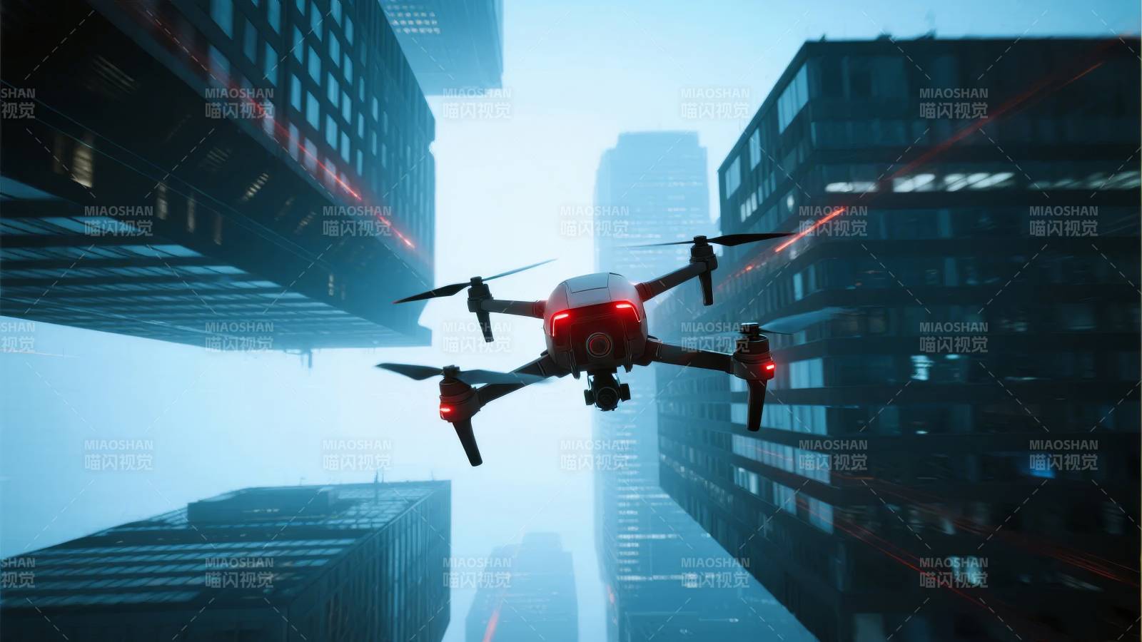 未来城市无人机飞行图片