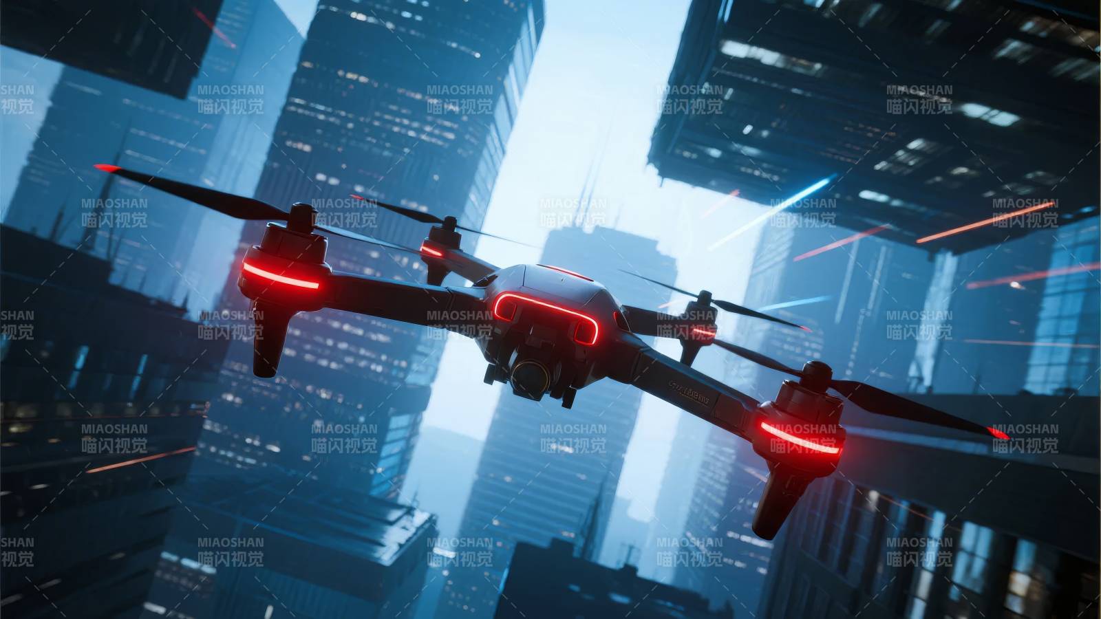 未来都市无人机飞行图片