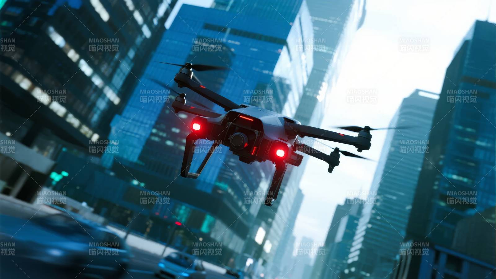 城市上空的无人机图片