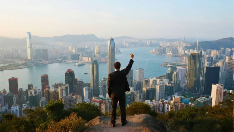 瞰城之巅 举手向天图片