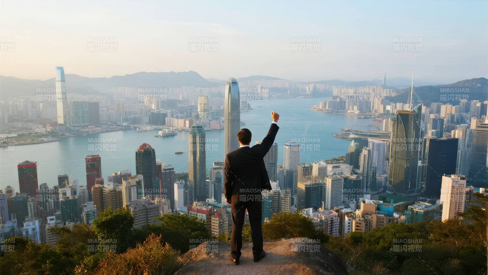 瞰城之巅 举手向天图片