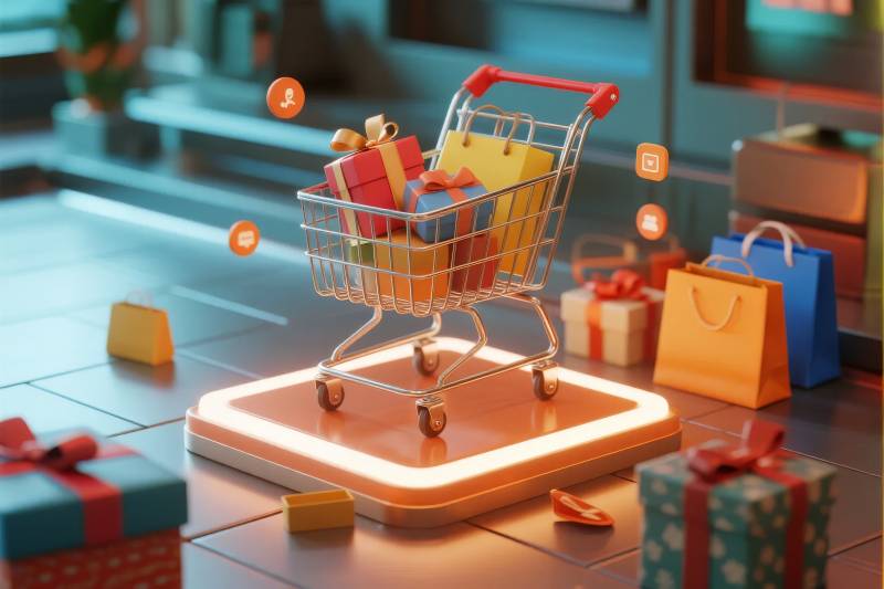 购物车里的礼物图片