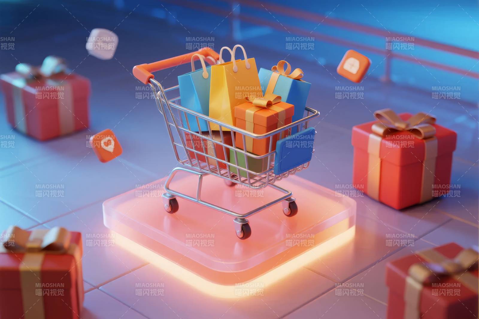购物车满载礼物图片
