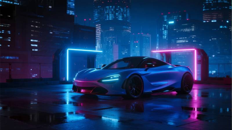 霓虹夜跑车图片