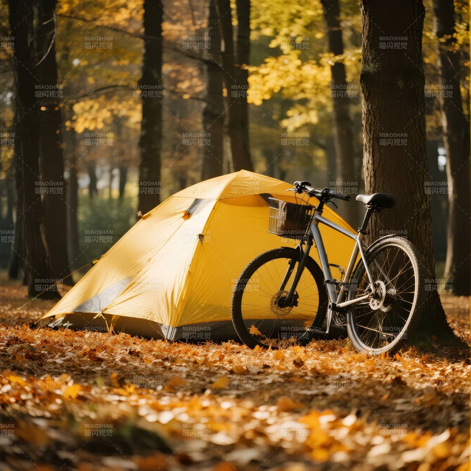 秋林露营 单车相伴图片