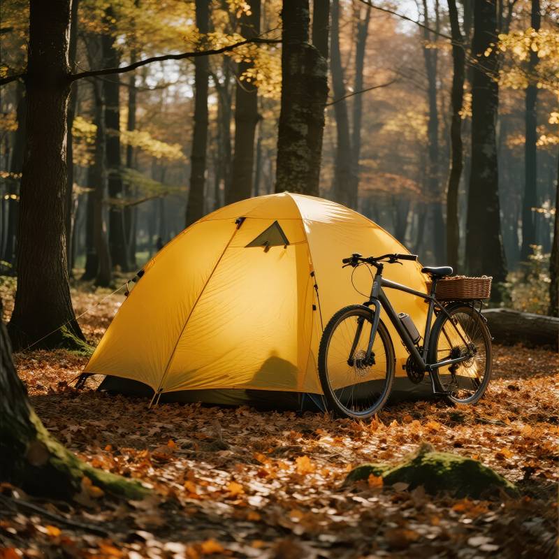 秋林露营 单车相伴图片