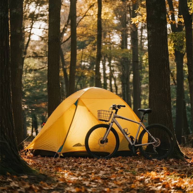 秋林露营 单车相伴图片
