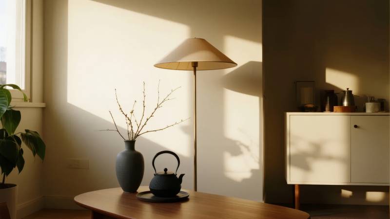 静谧光影茶室图片