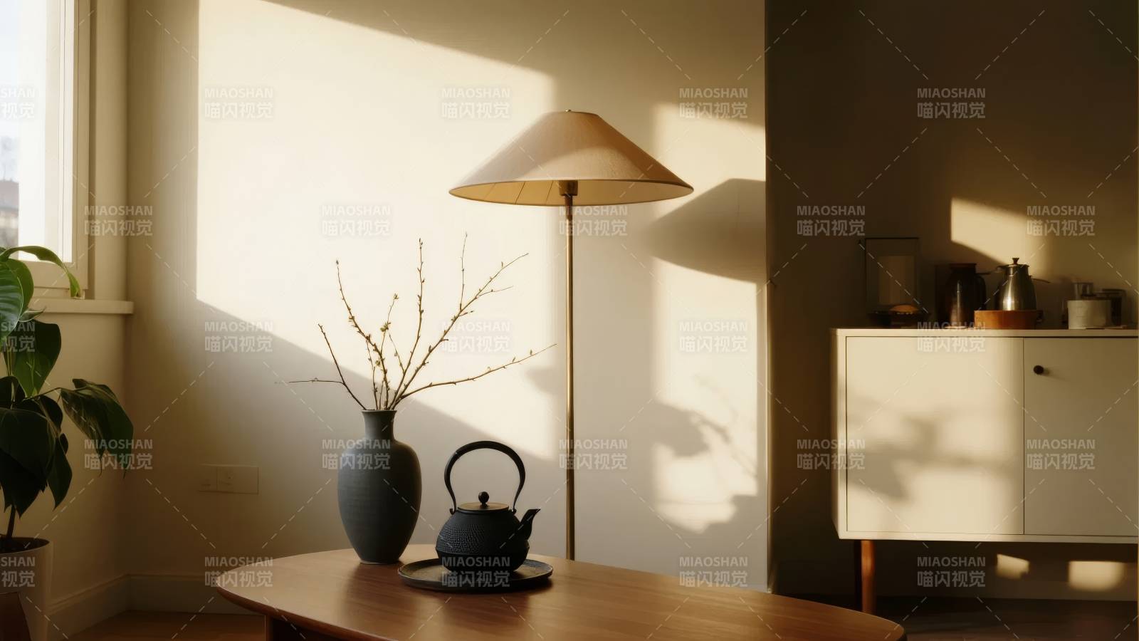 静谧光影茶室图片