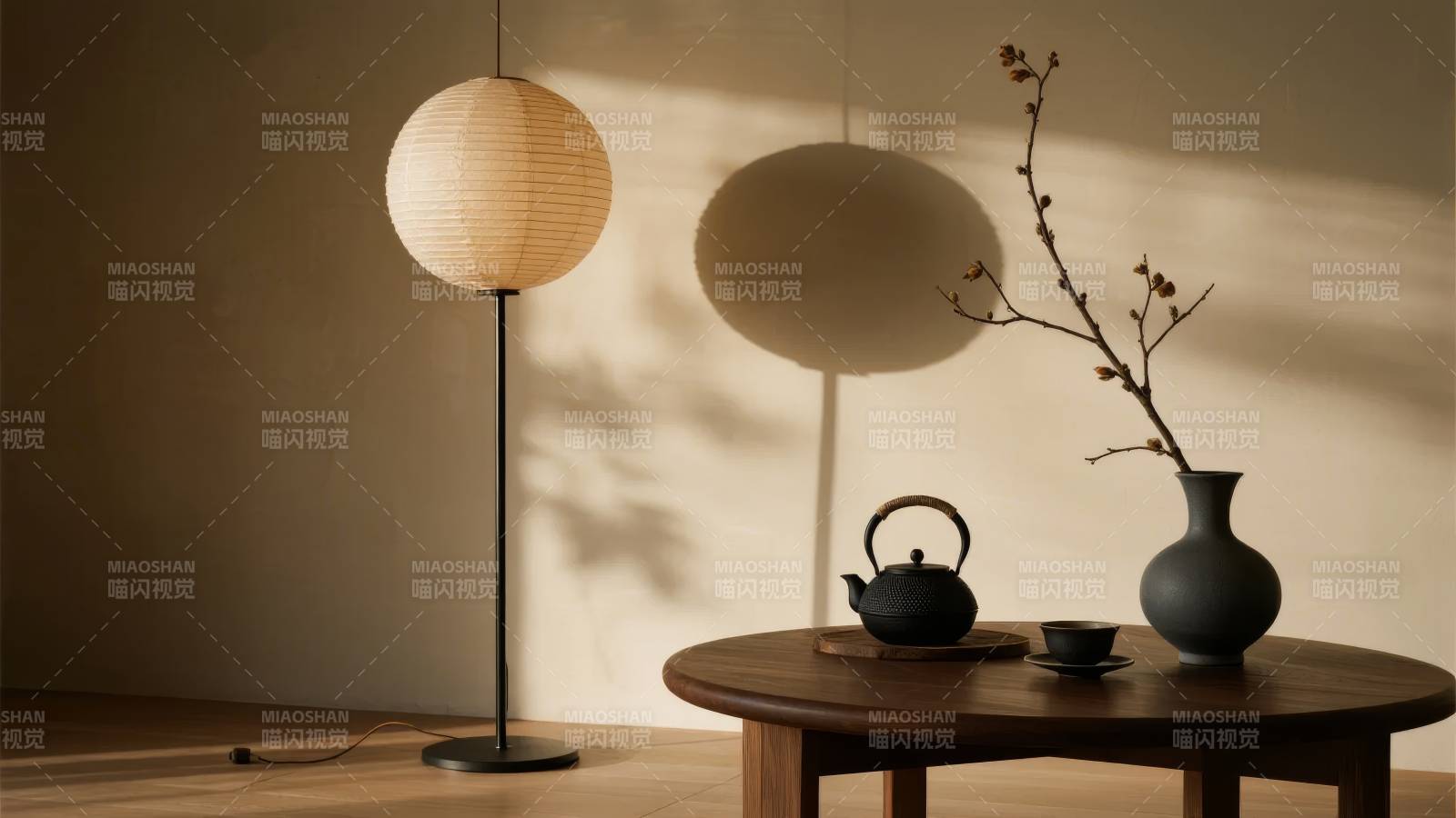 禅意茶室光影图片