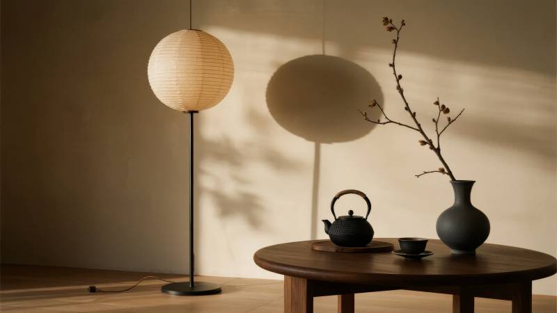 禅意茶室光影图片