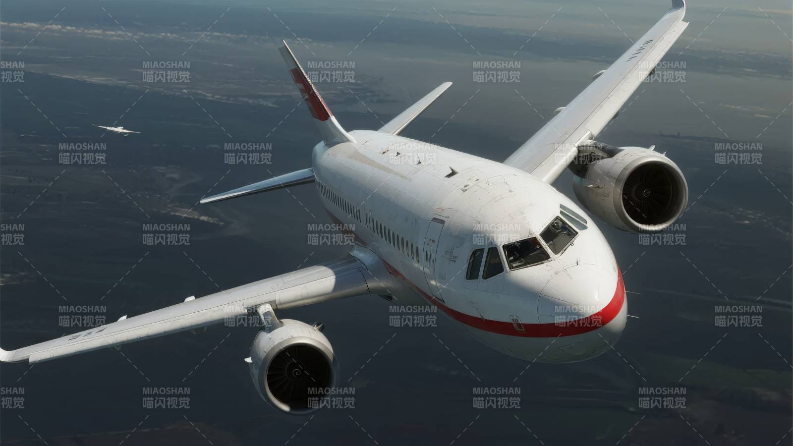 客机翱翔蓝天图片