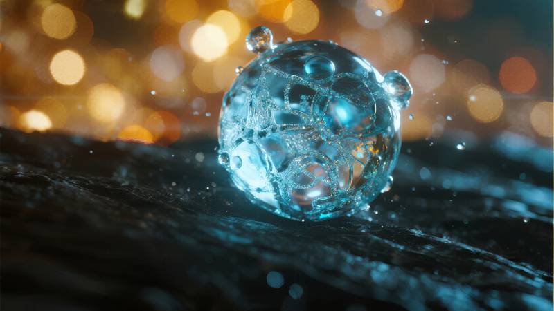 晶莹水珠映光斑图片