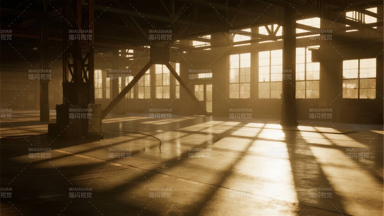 晨光中的废弃厂房图片