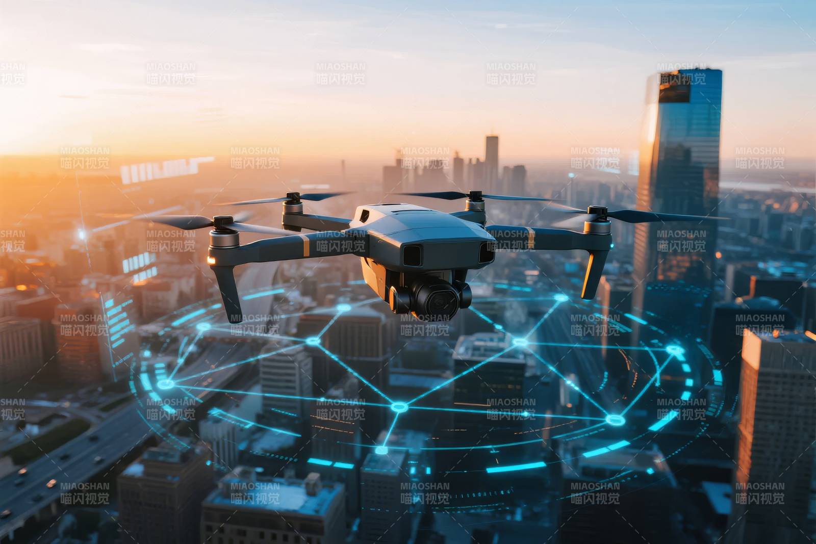 智能无人机城市巡飞图片