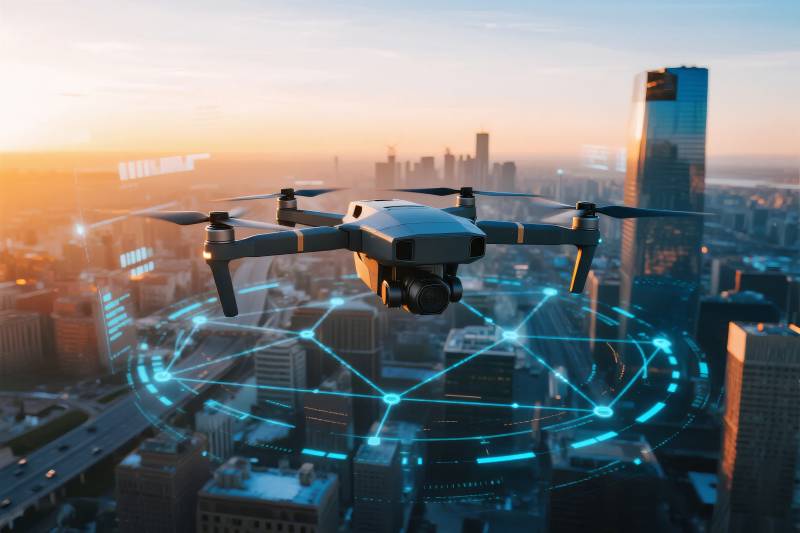智能无人机城市巡飞图片