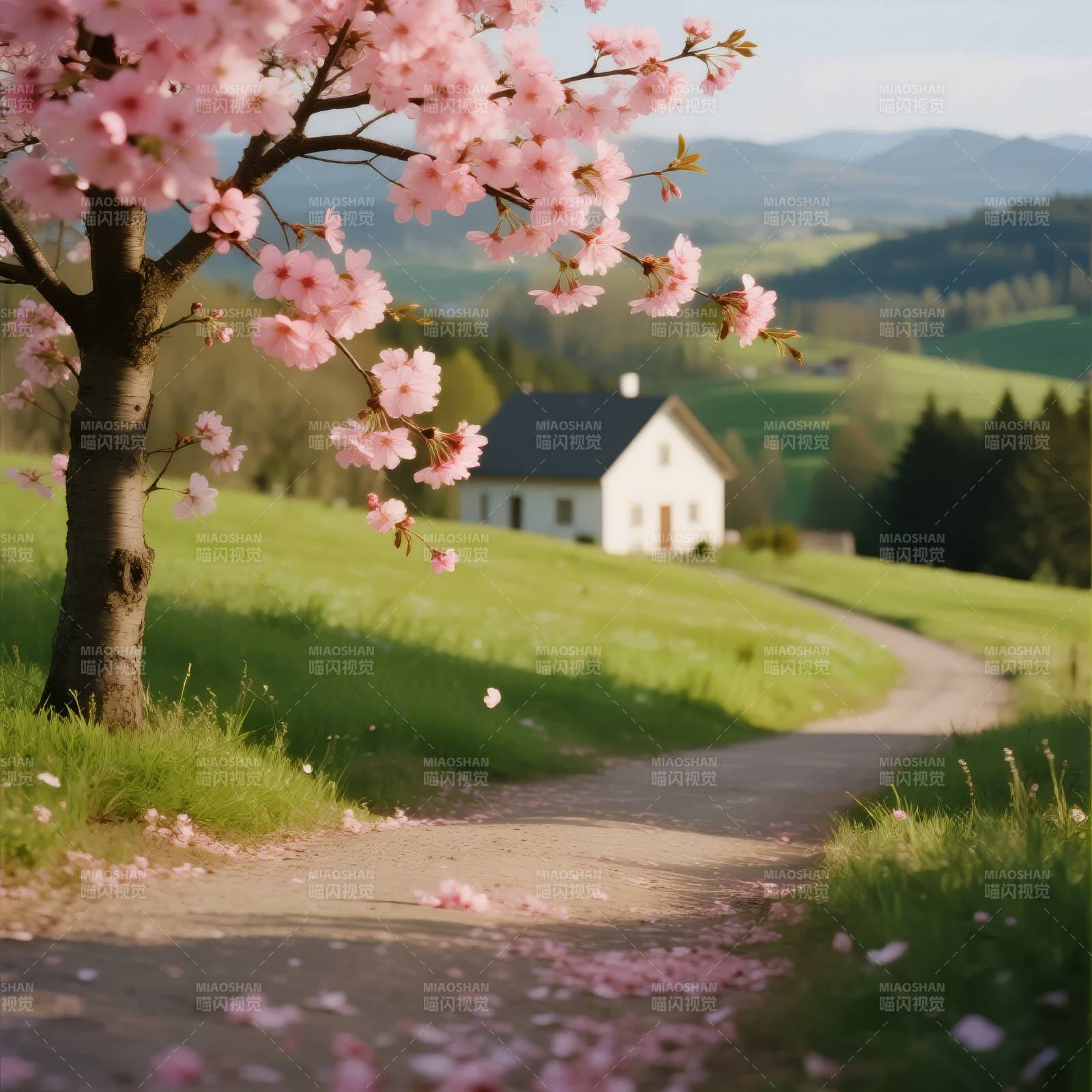 樱花小径春意浓图片