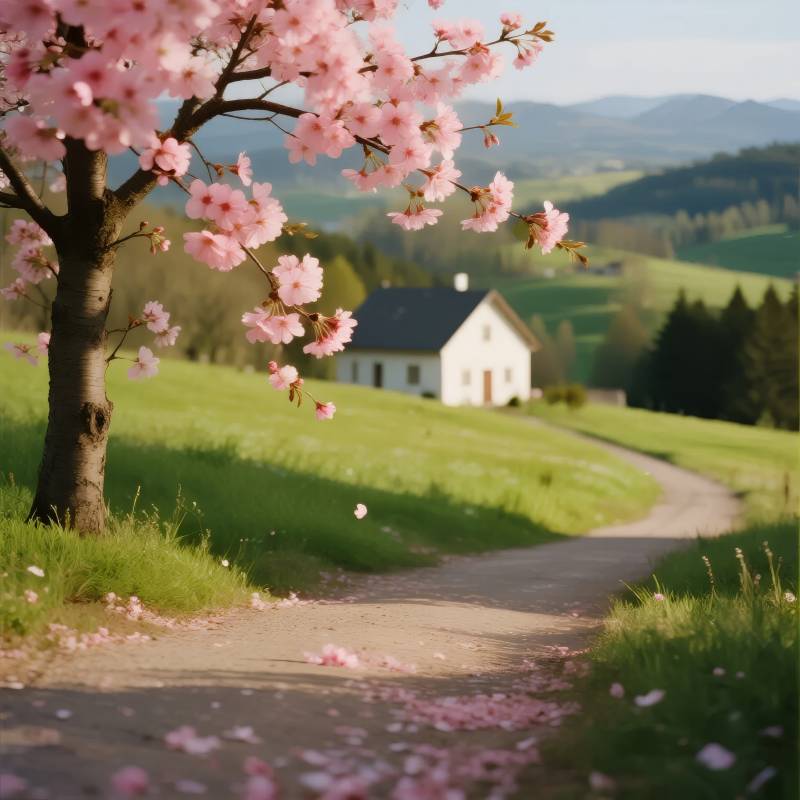 樱花小径春意浓图片