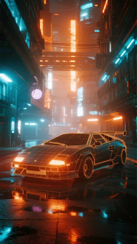 霓虹夜驰车影图片