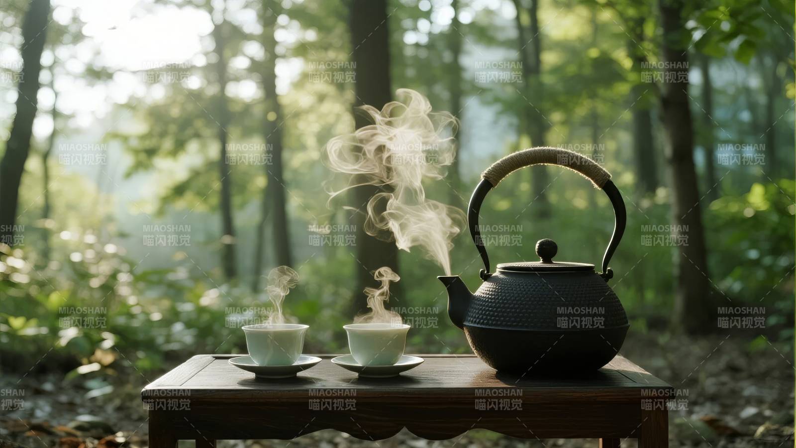 林间煮茶 烟袅袅图片