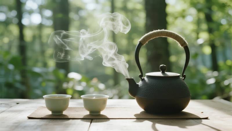 林间煮茶 烟袅袅图片