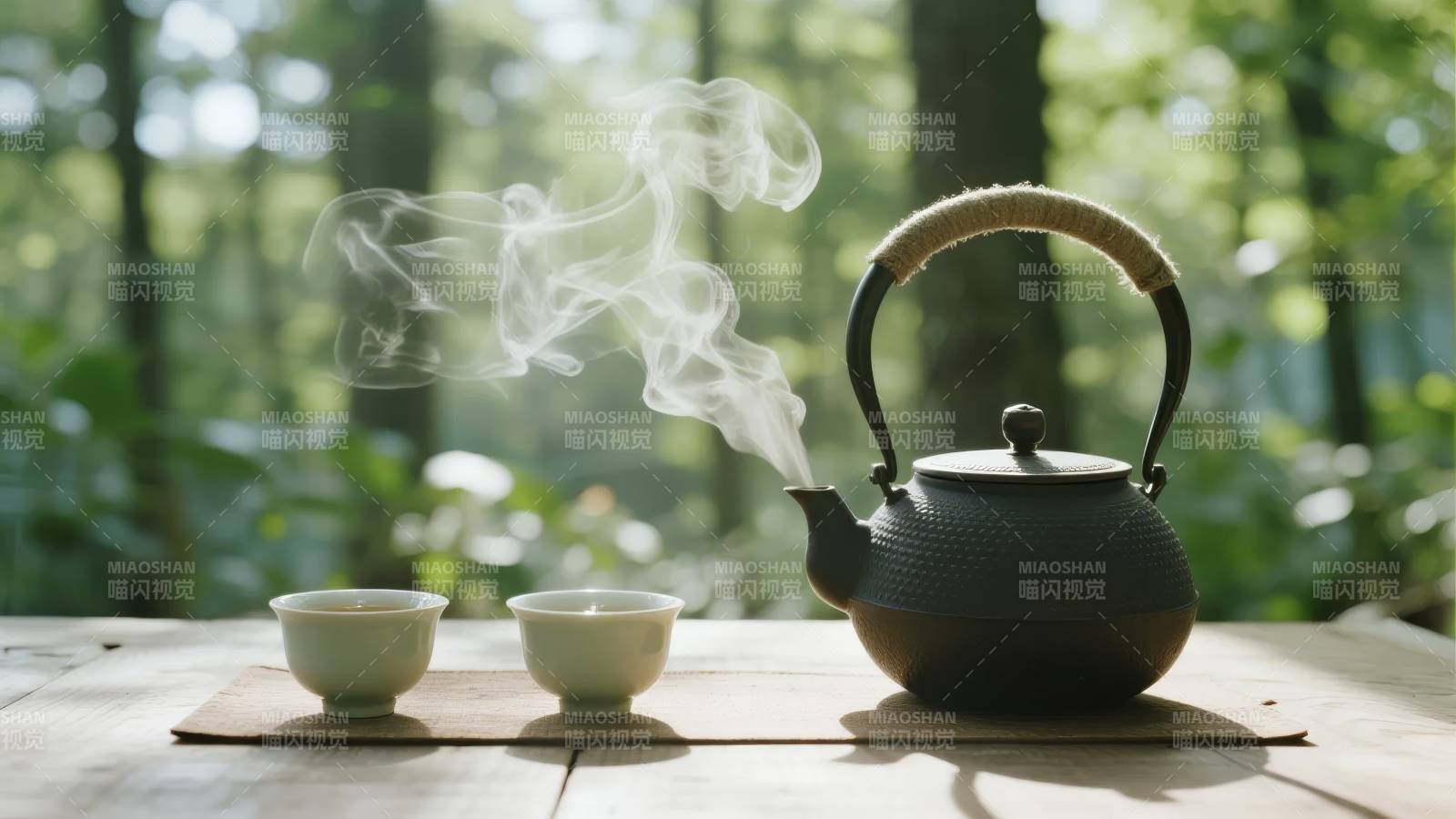 林间煮茶 烟袅袅图片