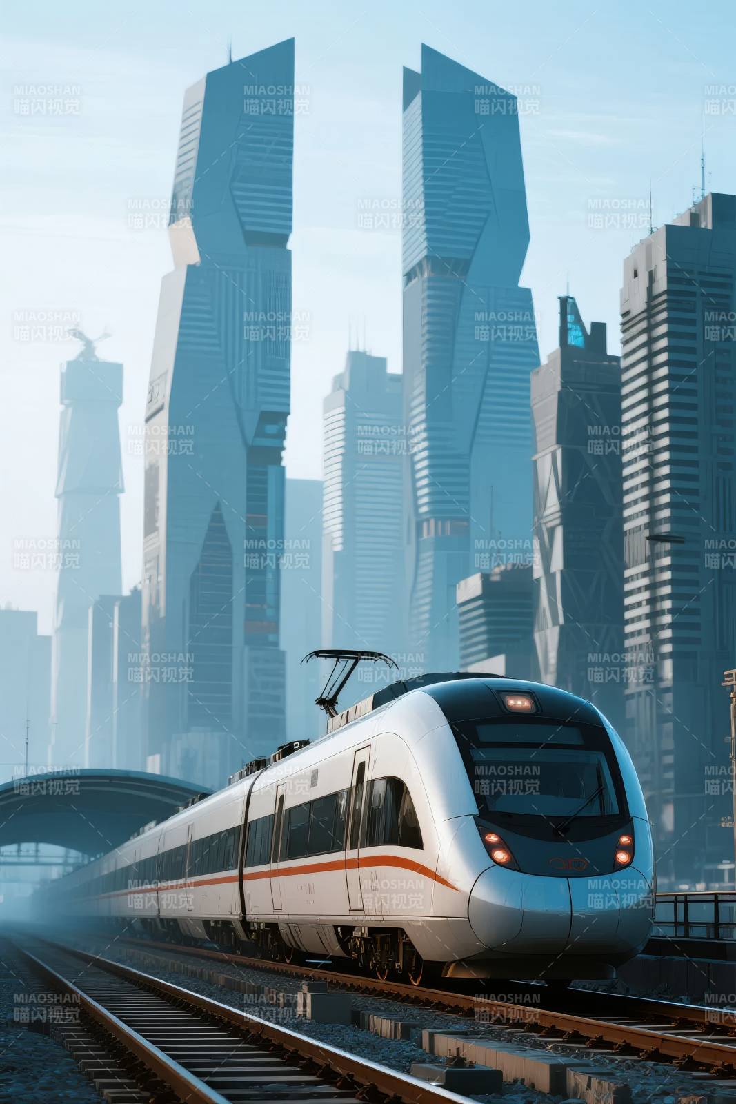 未来都市高铁驰骋图片