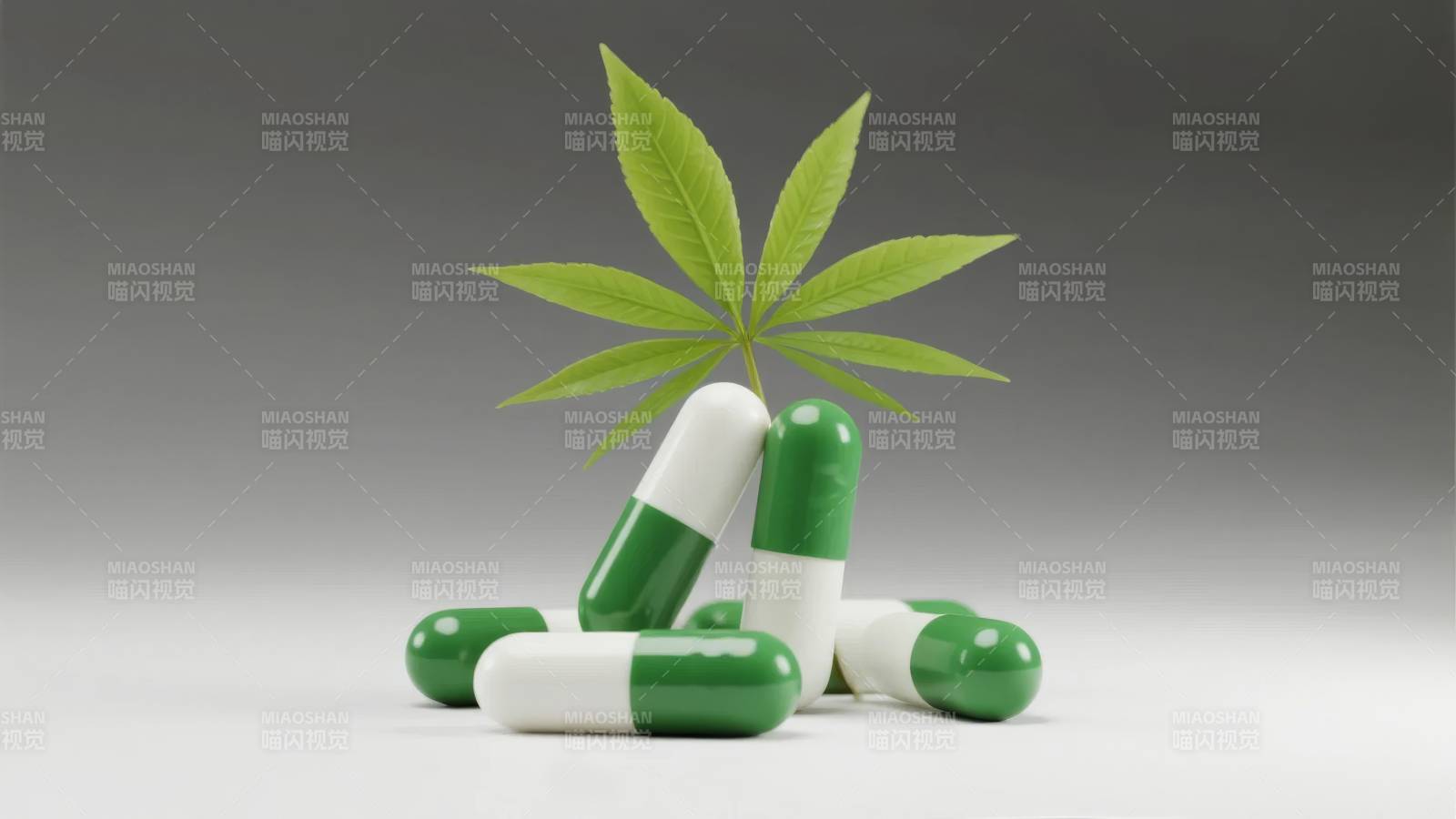 药丸与大麻叶图片