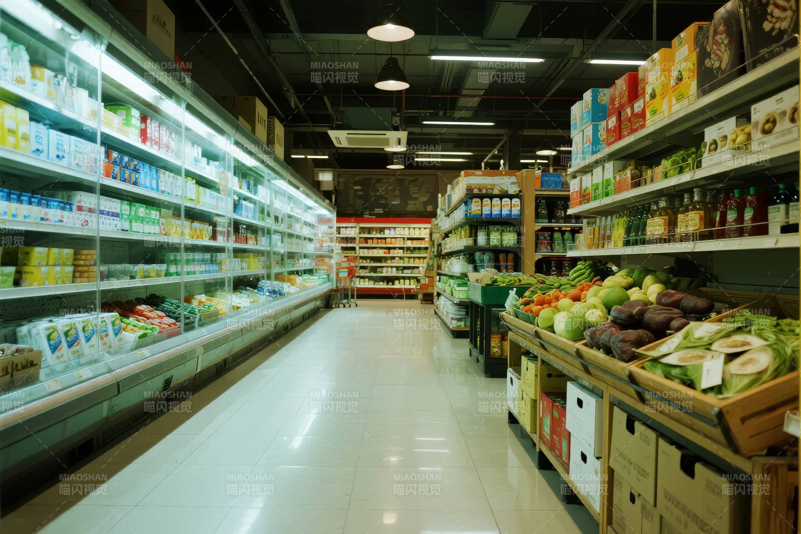 超市生鲜区景象图片