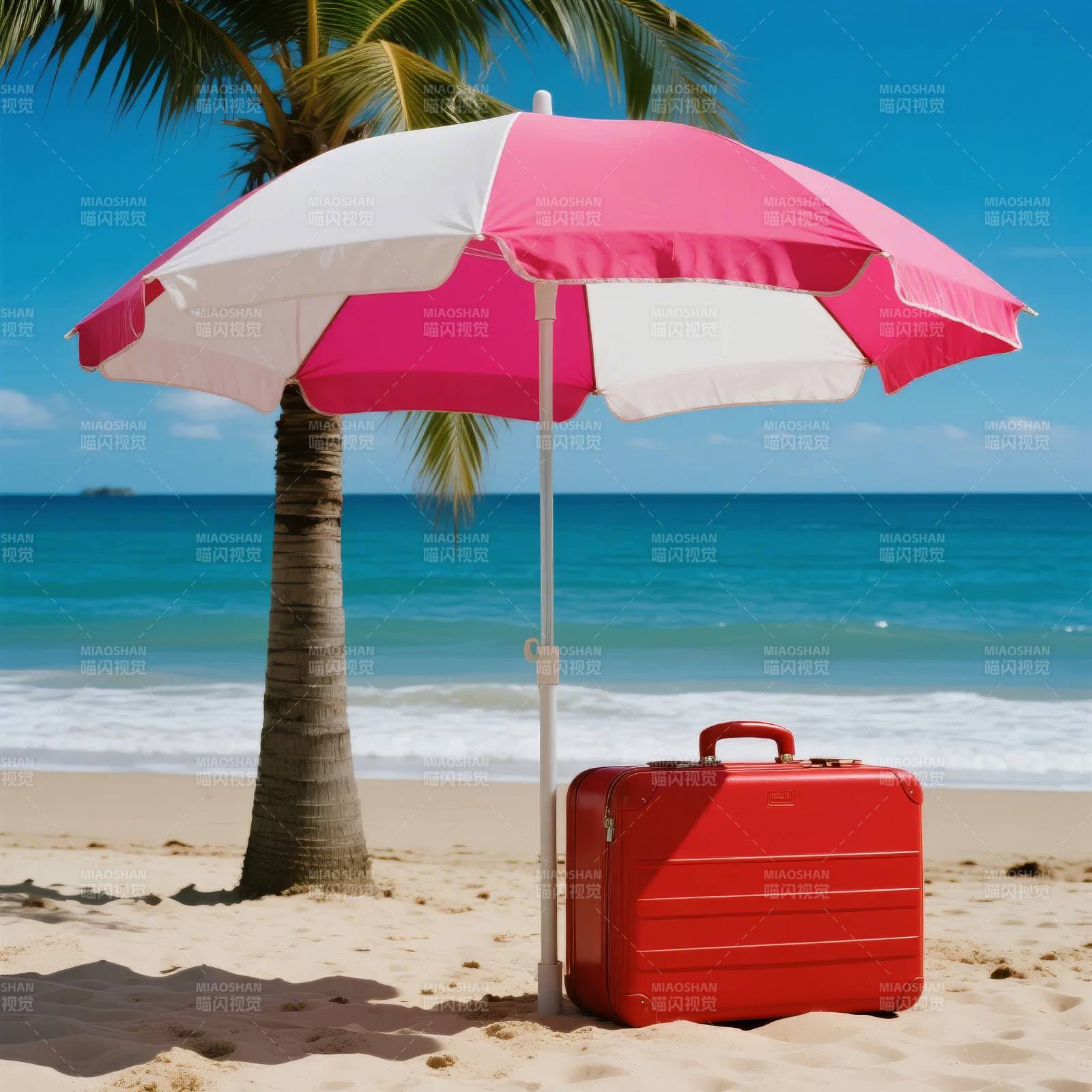 沙滩红箱遮阳伞图片