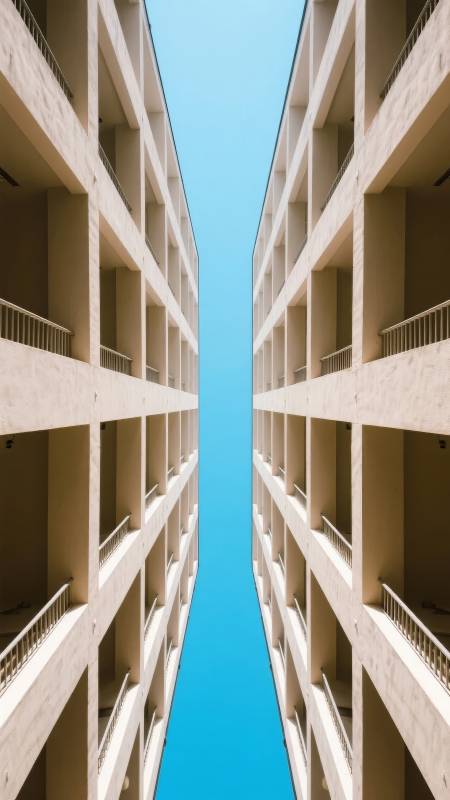 双塔仰望蓝天图片