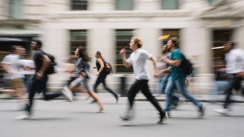 街头疾行的人群图片