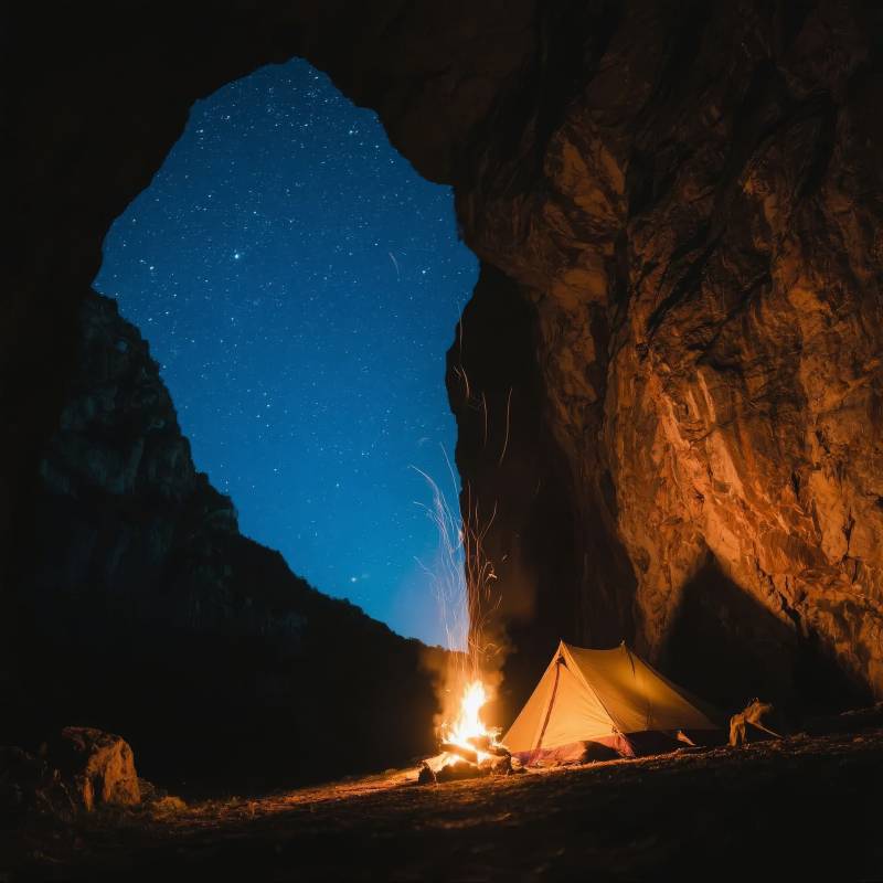 洞穴星空露营图片