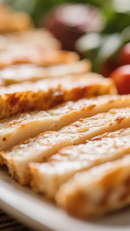 金黄烤鸡胸肉片图片