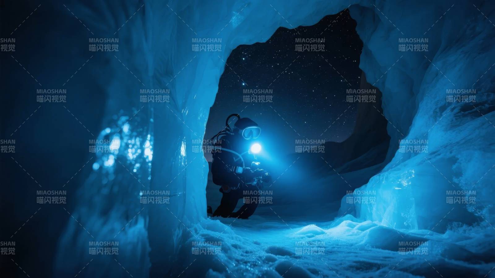 冰洞探险夜图片