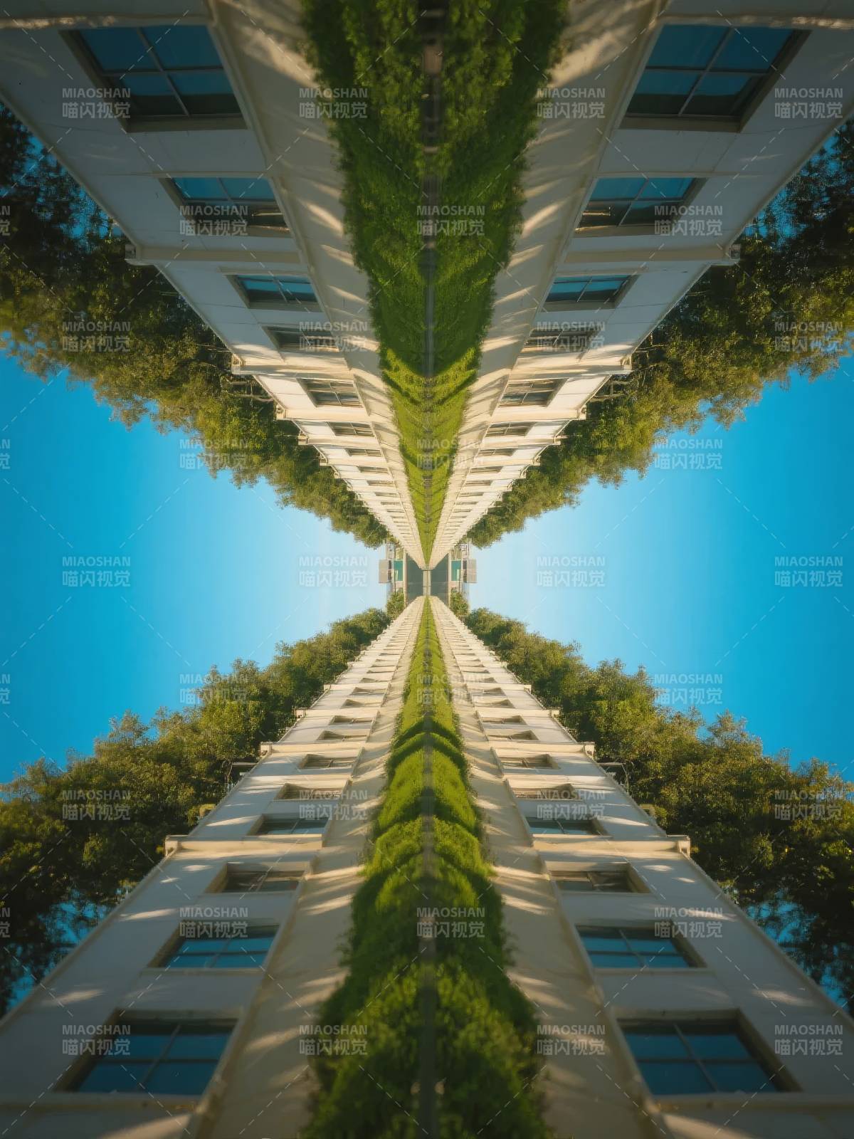 绿意盎然的建筑镜像图片