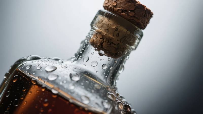 酒瓶水珠特写图片