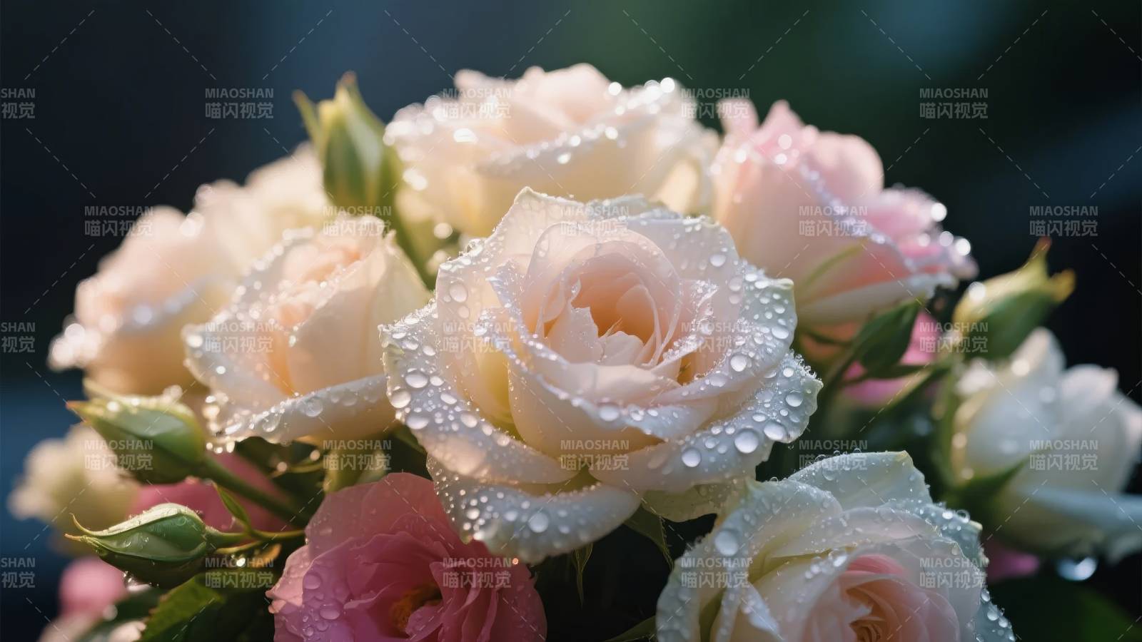 露珠玫瑰绽放图片