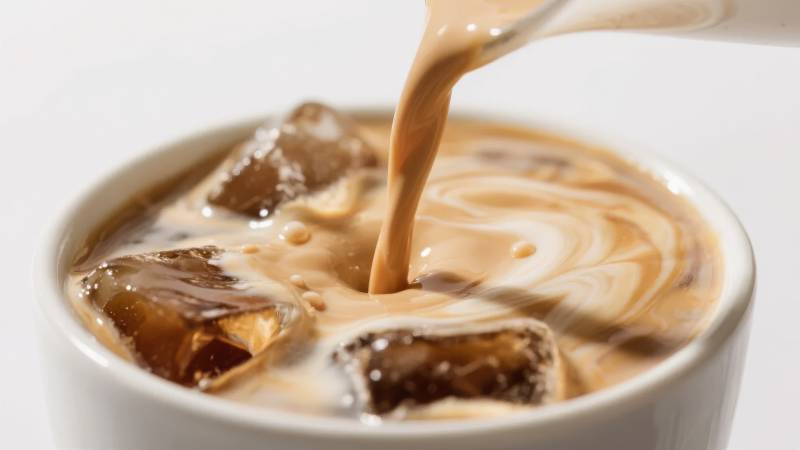 冰咖啡倒入杯中图片