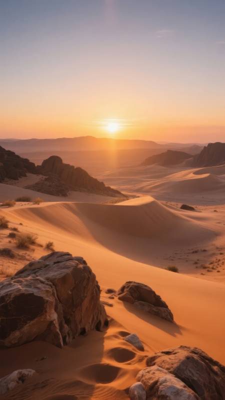 沙漠日落美景图片