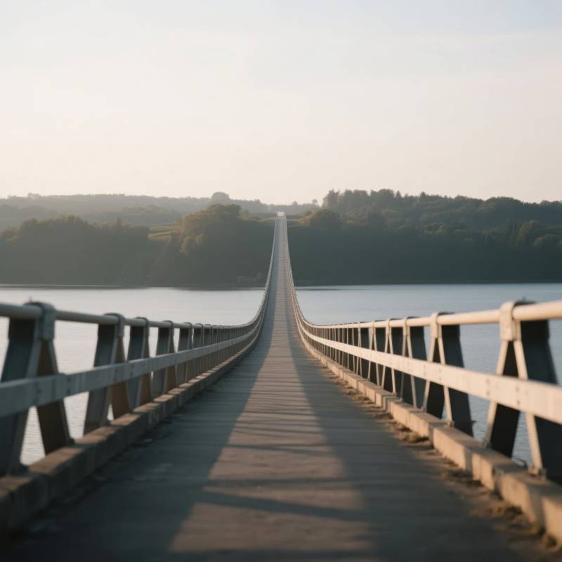 湖上长桥延伸远方图片