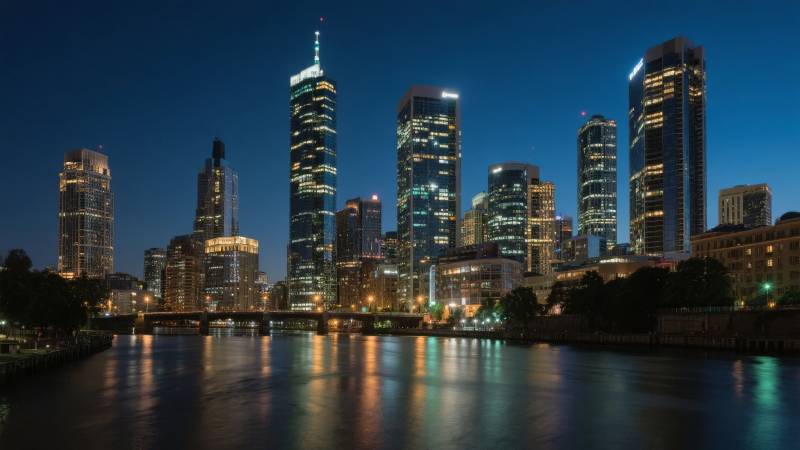 夜幕下的城市天际线图片